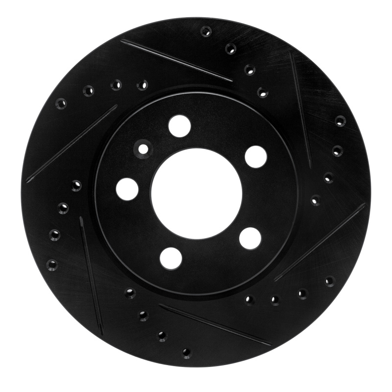Volkswagen VENTO Brake Rotor (1) - Front Right - R1 Concepts - Drilled & Slotted - Black - `03-`18